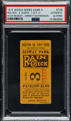 1912 Boston Red Sox (vs. New York Giants) World Series Game 5 Ticket Stub - PSA - Christy Mathewson Pitching