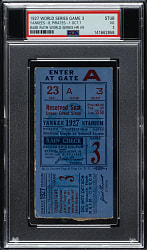 1927 New York Yankees (vs. Pittsburgh Pirates) World Series Game 3 Ticket Stub PSA VG 3 - Babe Ruth Home Run
