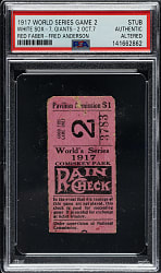 1917 Chicago White Sox (vs. New York Giants) World Series Game 2 Ticket Stub - PSA