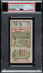 1921 New York Giants (vs. New York Yankees) World Series Game 7 Ticket Stub PSA FAIR 1.5