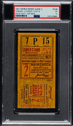 1921 New York Giants (vs. New York Yankees) World Series Game 2 Ticket Stub PSA FAIR 1.5
