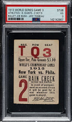 1913 New York Giants (vs. Philadelphia Athletics) World Series Game 3 Ticket Stub PSA VG 3