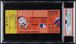 1969 New York Mets (vs. Baltimore Orioles) World Series Game 5 Ticket Stub PSA EX-MT 6