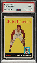 1958 Topps #131 Bob Henrich PSA MINT 9 - Highest Graded!