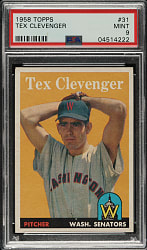 1958 Topps #31 Tex Clevenger PSA MINT 9