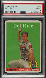 1958 Topps #51 Del Rice PSA MINT 9 - Highest Graded!
