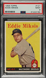 1958 Topps #121 Eddie Miksis PSA MINT 9