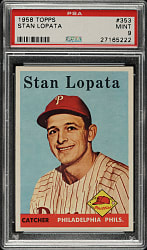 1958 Topps #353 Stan Lopata PSA MINT 9 - Highest Graded!