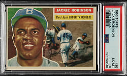1956 Topps #30 Jackie Robinson Gray Back PSA EX-MT 6