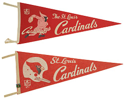 1940s to 1960s Football Pennant Collection (4) Including St. Louis Cardinals and San Francisco 49ers
