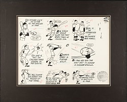 1960s and 1970s Topps Back-of-Card Cartoon Artwork Trio from the 1989 Topps/Guernsey's Auction: Baseball, Football, and Hockey