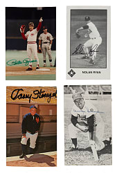 Hall of Famers and Stars Signed Photograph and Postcard Collection (72) Including Ryan, Hubbard, Stengel, and Rose