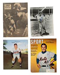 Hall of Fame and Star Signed Photograph and Magazine-Page Collection (127) Including DiMaggio, Koufax, and Marquard