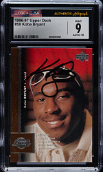 Signed 1996-1997 Upper Deck Basketball #58 Kobe Bryant Rookie CGC/JSA MINT 9 with GEM MINT 10 Signature