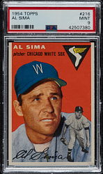 1954 Topps #216 Al Sima PSA MINT 9 - Highest Graded!