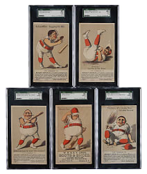 1880s H804-7 “Merchant’s Gargling Oil Series” Trade Card SGC-Graded Complete Set (5)