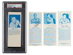 1968-1974 Basketball Hall of Fame Bookmarks Near-Complete Set (49/53) Including 13 Signed Cards and George Mikan PSA EX 5