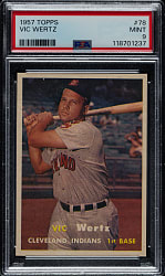 1957 Topps #78 Vic Wertz PSA MINT 9