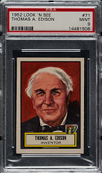 1952 Topps "Look 'n See" #71 Thomas Edison PSA MINT 9