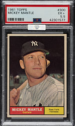 1961 Topps #300 Mickey Mantle PSA EX+ 5.5 (MBA Silver Diamond)