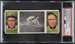 1912 T202 Hassan Triple Folder "Evers Makes a Safe Slide" Johnny Evers/Frank Chance PSA NM 7