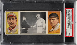 1912 T202 Hassan Triple Folder "Just Before the Battle" Roger Bresnahan/John McGraw PSA NM 7