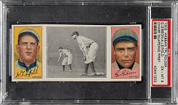 1912 T202 Hassan Triple Folder "Chase Guarding First" Gibson/Leifield PSA EX-MT 6