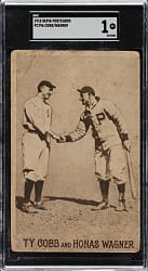 1910 PC796 Sepia Postcards Ty Cobb and Honus Wagner SGC POOR 1