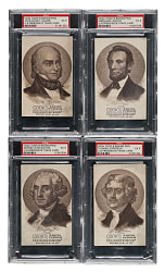 Circa 1887 Cook's Baking Trade Card PSA- and SGC-Graded Collection (13) Including Lincoln, Washington, and Jefferson