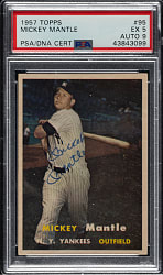 Signed 1957 Topps #95 Mickey Mantle PSA EX 5 with MINT 9 Signature