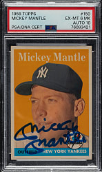 Signed 1958 Topps #150 Mickey Mantle PSA EX-MT 6 (MK) with GEM MINT 10 Signature