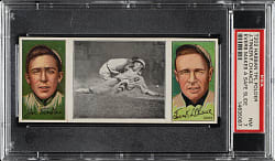 1912 T202 Hassan Triple Folder "Evers Makes A Safe Slide" Joe Tinker/Frank Chance PSA NM 7