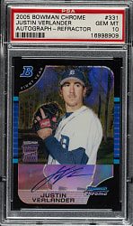 2005 Bowman Chrome Autograph #331 Justin Verlander Rookie Refractor #104/500 PSA GEM MINT 10
