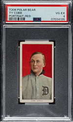 1909-1911 T206 White Border Ty Cobb Portrait Red Background PSA VG-EX 4 - Polar Bear Back