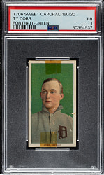 1909-1911 T206 White Border Ty Cobb Portrait Green Background PSA POOR 1