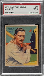 1934-1936 R327 Diamond Stars #50 Mel Ott PSA NM 7