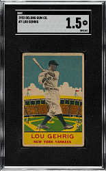 1933 R333 DeLong Gum #7 Lou Gehrig SGC FAIR 1.5