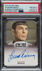 2014 Star Trek Aliens Autographs Leonard Nimoy PSA NM-MT 8 with GEM MINT 10 Signature