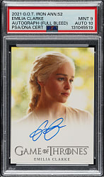 2021 Game of Thrones Iron Anniversary Second Series Autographs Emilia Clarke Full Bleed PSA MINT 9 with GEM MINT 10 Signature