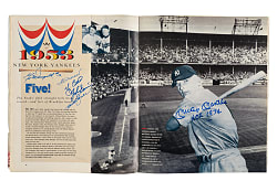 1991 "Sports Illustrated Presents Baseball's 20 Greatest Teams of All Time" Multi-Signed Magazine (98 Signatures) with Mantle "HOF 1974" Inscription, Mays, and DiMaggio - JSA