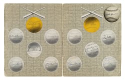 Hall of Famers and Stars Multi-Signed Baseball Display with Gehrig, Wagner, Cobb, Johnson, and Speaker - JSA