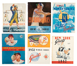 1941 to 1952 World Series Program Collection (6) Including Two Signed by Hall of Famers