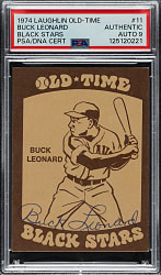 Signed 1974 Laughlin Old-Time Black Stars #11 Buck Leonard PSA/DNA MINT 9