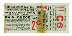 1914 Philadelphia Athletics (vs. Boston "Miracle" Braves) World Series Game 2 Ticket Stub - James vs. Plank
