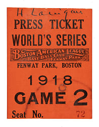 1918 Boston Red Sox (vs. Chicago Cubs) World Series Game 5 Press Ticket Stub