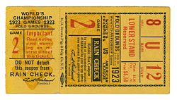 1923 New York Giants (vs. New York Yankees) World Series Game 2 Ticket Stub