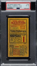 1926 New York Yankees (vs. St. Louis Cardinals) World Series Game 1 Ticket Stub PSA VG-EX 4 - Lou Gehrig's First World Series Game and Hit