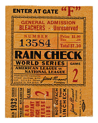 1932 New York Yankees (vs. Chicago Cubs) World Series Game 2 Ticket Stub - Babe Ruth's Final World Series Game at Yankee Stadium