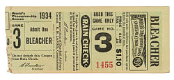 1934 St. Louis Cardinals (vs. Detroit Tigers) World Series Game 3 Ticket Stub