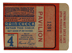 1947 Brooklyn Dodgers (vs. New York Yankees) World Series Game 4 Ticket Stub - Jackie Robinson's First World Series
